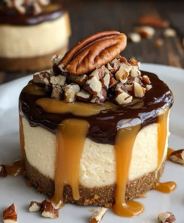 No Bake Turtle Mini Cheesecakes