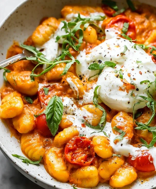 30 Minute Creamy Tomato Gnocchi with Burrata