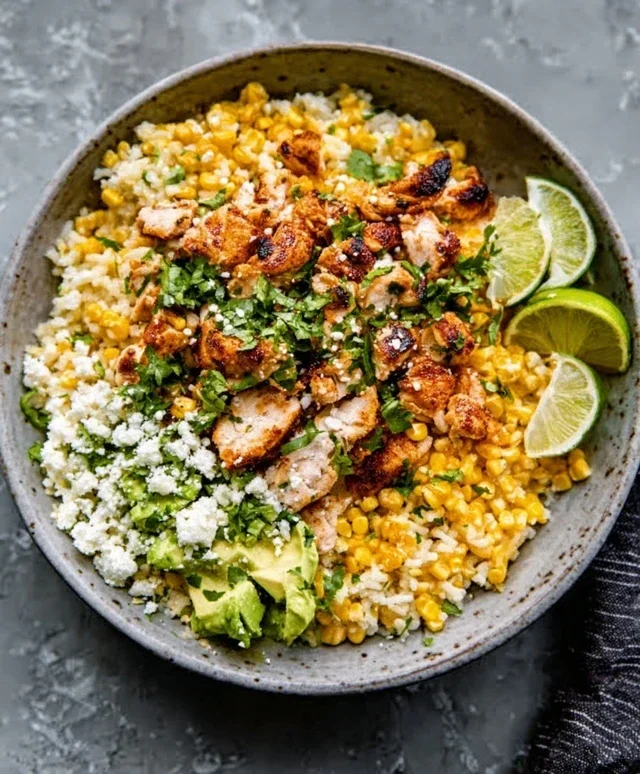 Street Corn Chicken Rice Bowl