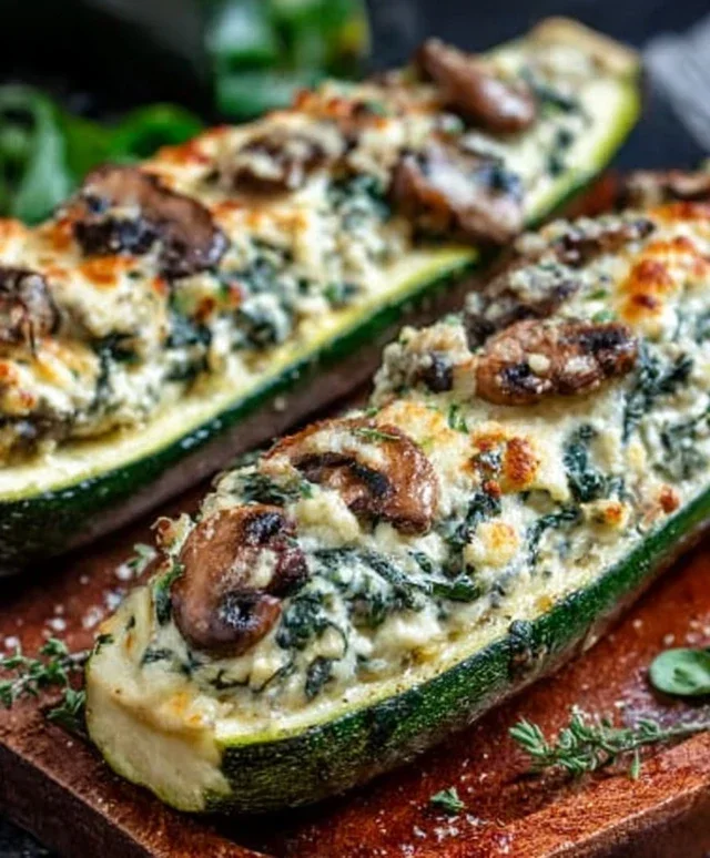 Spinach, Mushroom, and Ricotta Stuffed Zucchini Boats Recipe