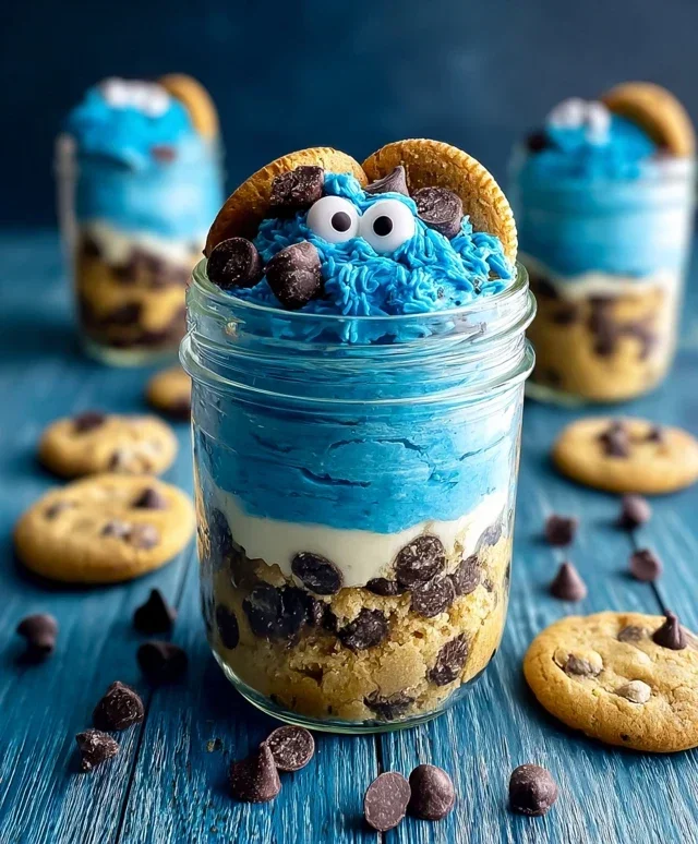 Cookie Monster Cake Jars