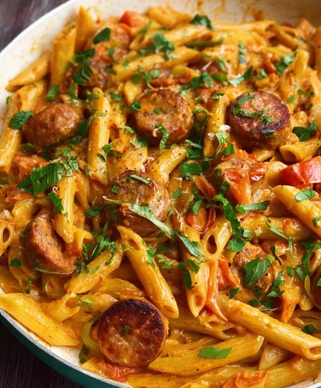 One Pot Creamy Cajun Sausage Pasta (30-Minutes)