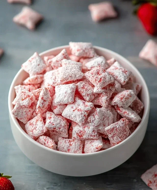 Easy Strawberry Shortcake Puppy Chow