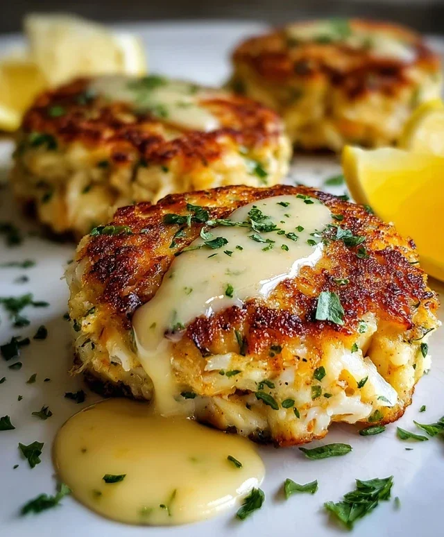 Cheddar Bay Crab Cakes with Lemon Butter Drizzle