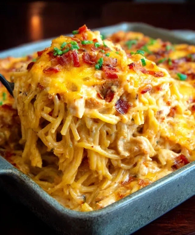 Spicy Southern Cheesy Chicken Spaghetti Casserole