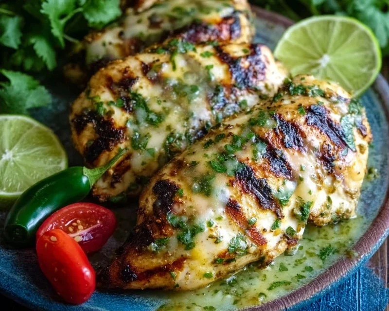 Grilled Salsa Verde Pepper Jack Chicken