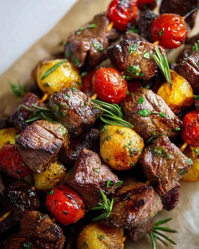 Rosemary Garlic Steak Kebabs