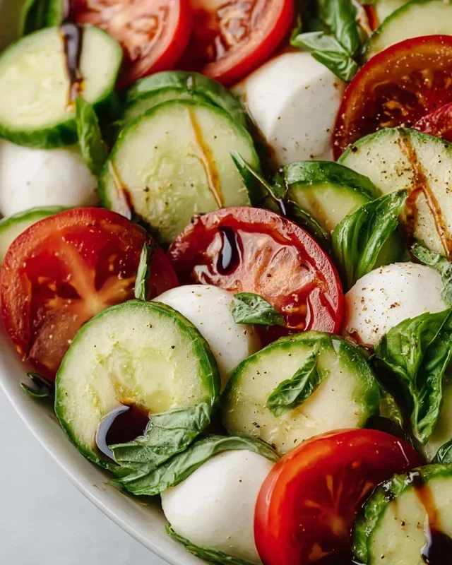 Fresh Cucumber Caprese Salad