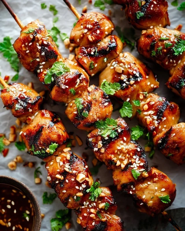 Easy Grilled Asian Chicken Skewers with Honey Garlic Sauce