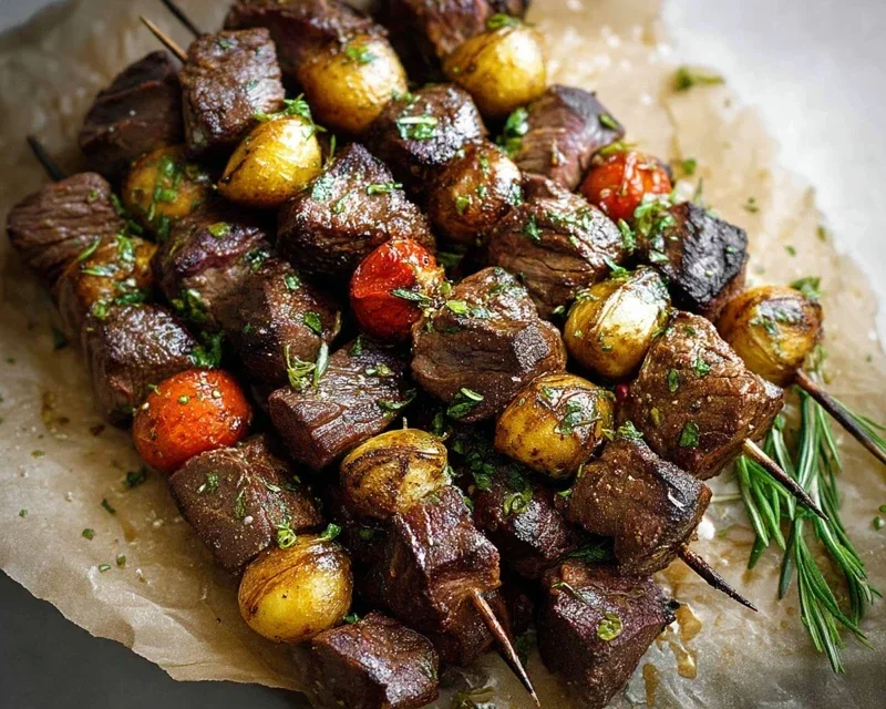 Rosemary Garlic Steak Kebabs