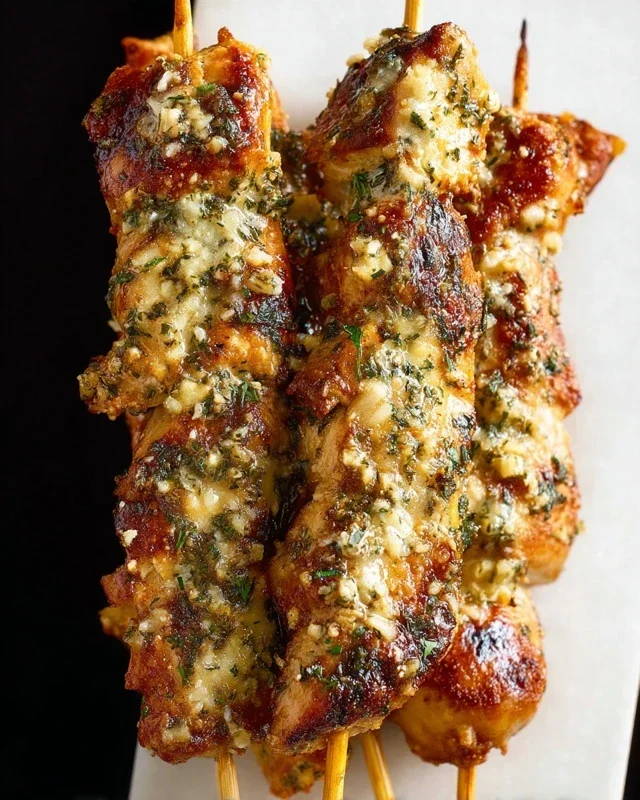 Garlic Parmesan Chicken Skewers