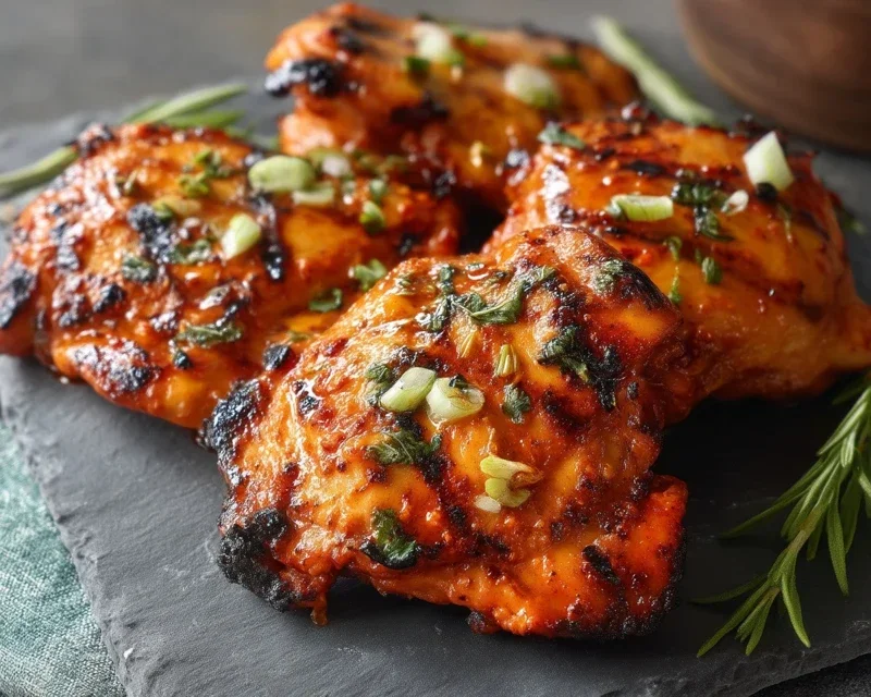 Grilled Honey Buffalo Chicken Thighs