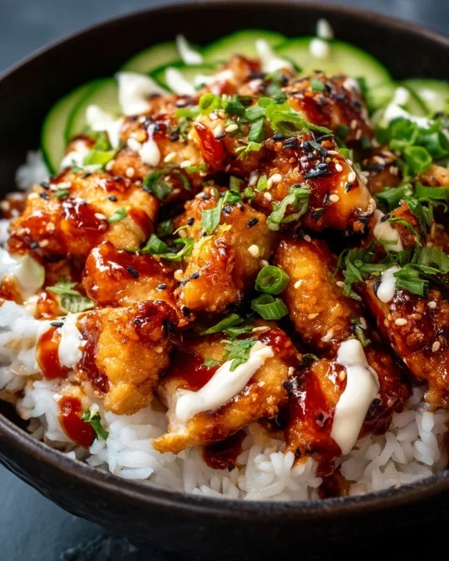 Spicy Honey-Gin Extract Extractger Chicken Bowls with Yum Yum Sauce