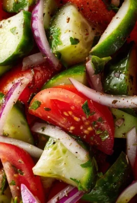 Mediterranean Salad with Cucumber, Tomato and Onion