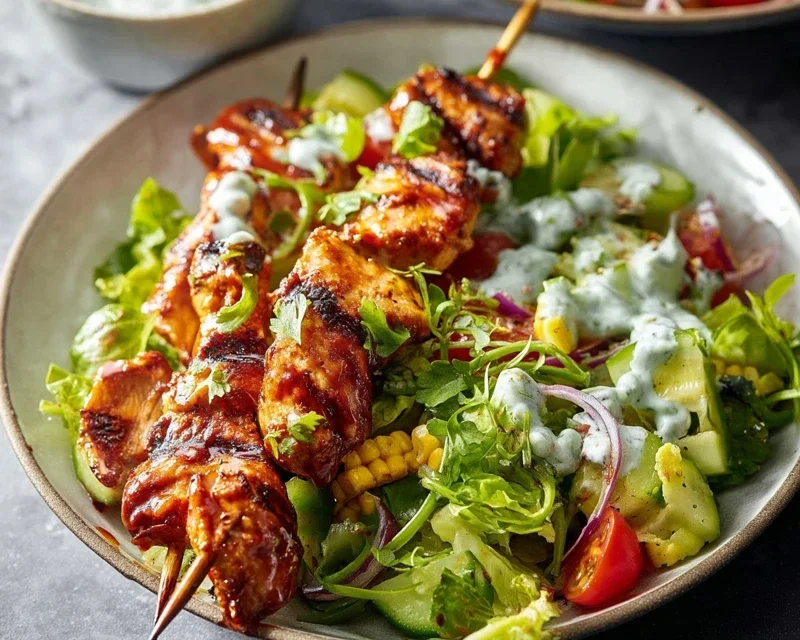 BBQ Chicken Skewer Salad